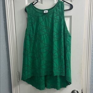 CAbi Green Asymmetrical Tank Top Relaxed Fit M